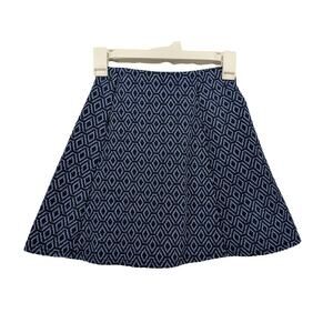 Zara Trafaluc Short ALine Skirt Small Navy Geometric Pleated Micro‎ Mini Flowy